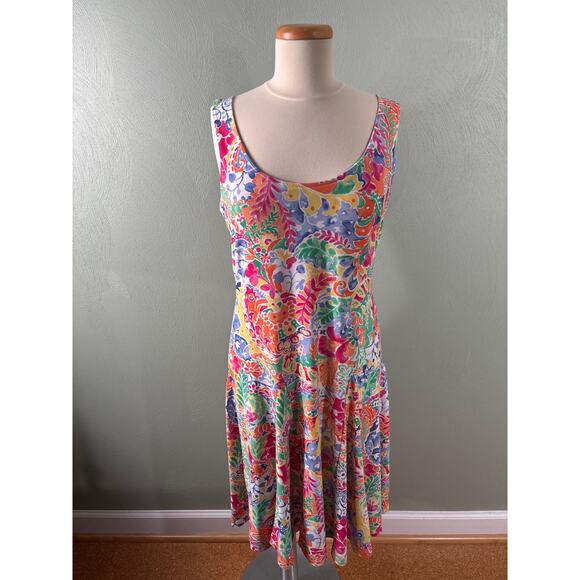 Ralph Lauren Sundress Women's Medium Colorful Floral Tropical Artsy Summer Wear - Picture 7 of 9